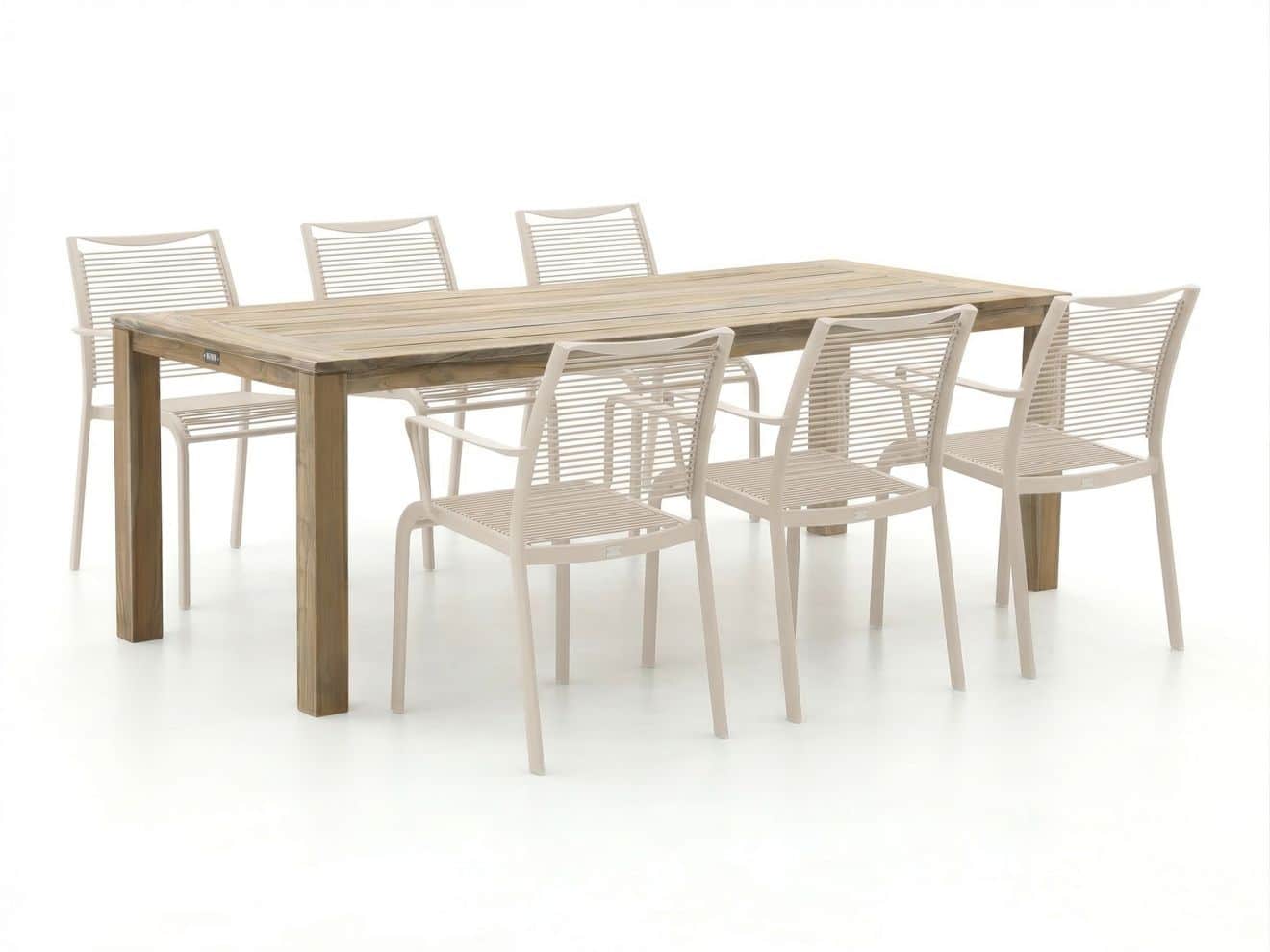 apple bee hawaii/rough s 220cm dining tuinset 7 delig stapelbaar laagste prijsgarantie!