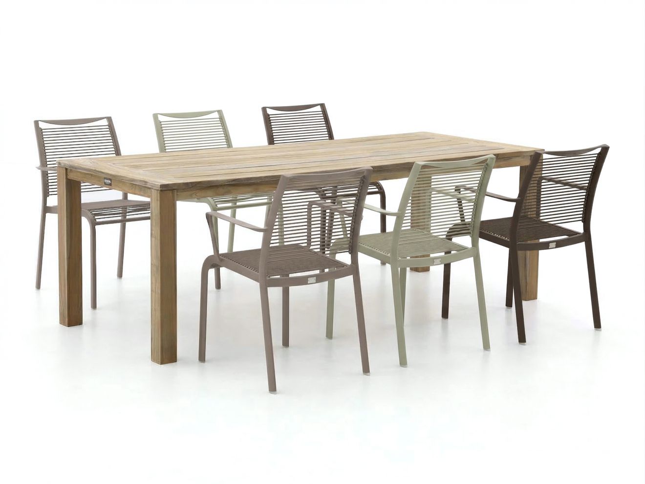 apple bee hawaii/rough s 220cm dining tuinset 7 delig stapelbaar laagste prijsgarantie!
