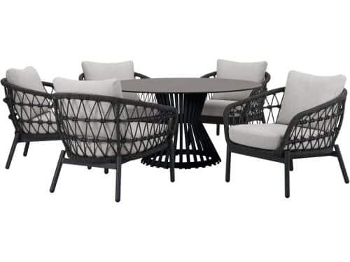 Arezzo Pasadena low dining tuinset 140xH69 cm 6 delig antraciet