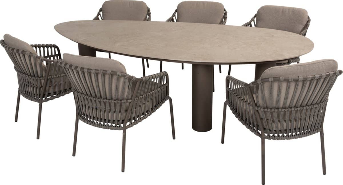 arizona capalbio dining tuinset 240x130xh75 cm 7 delig pebble keramiek