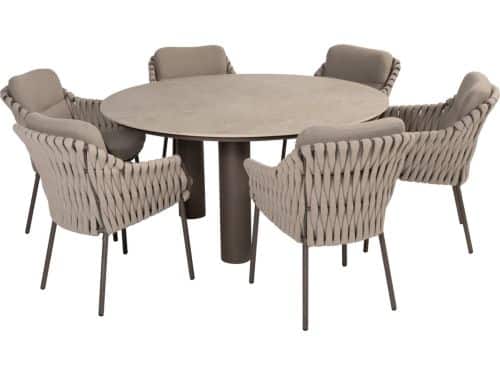 Arizona Montera dining tuinset 7 delig 160 cm rond keramiek