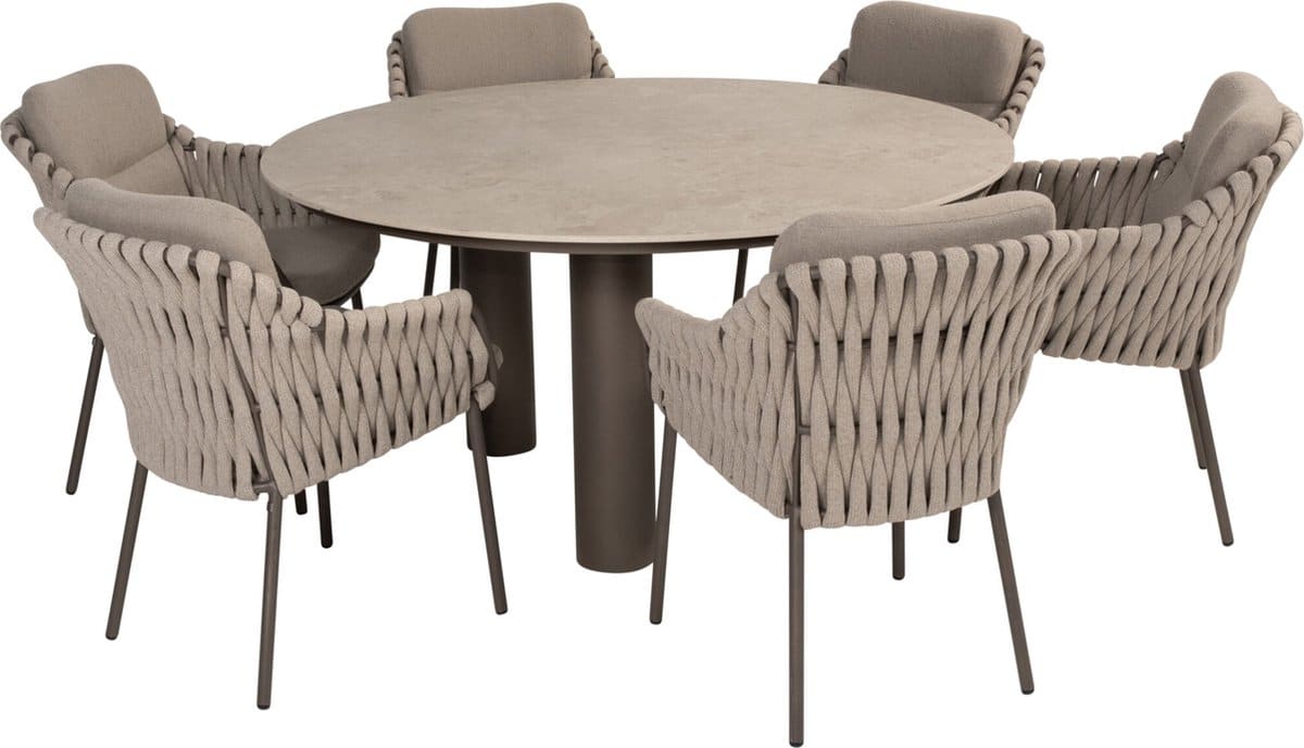 arizona montera dining tuinset 7 delig 160 cm rond keramiek