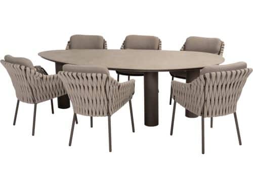 Arizona Montera dining tuinset 7 delig 240x130xH75 cm pebble keramiek