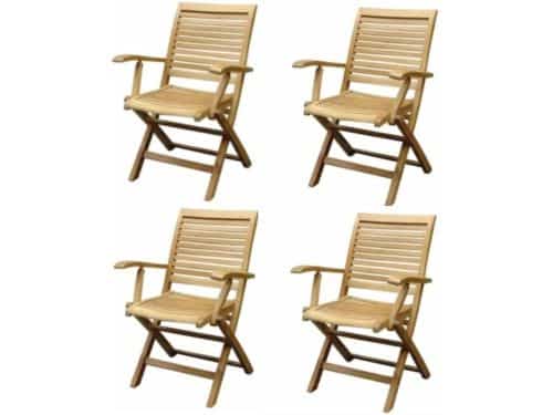 Arona dining tuinstoel inklapbaar met armleuning teak set van 4