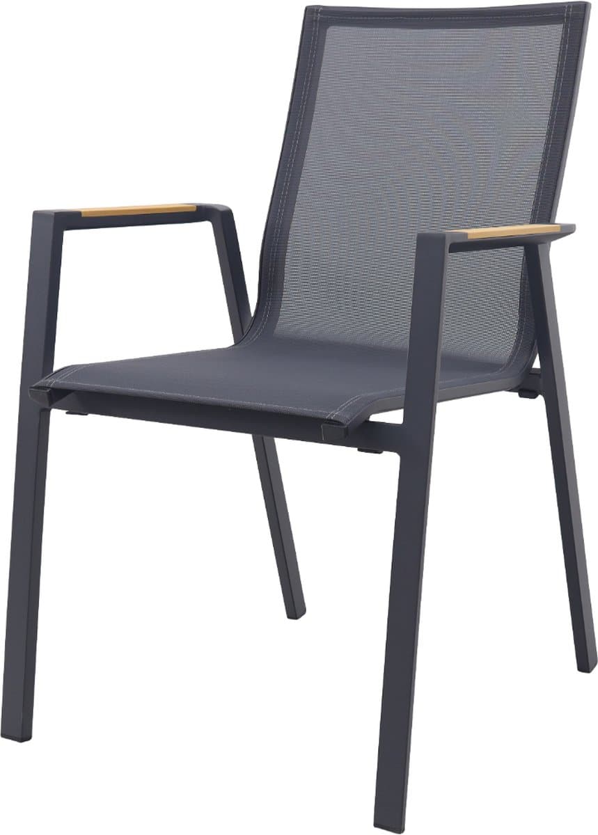 atmos stapelbare tuinstoel antraciet teak armleuning