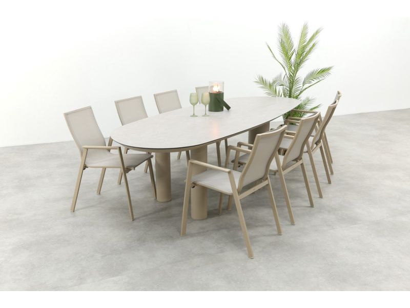 Atmos/Taste Denia 8-persoons organische tuinset 290x110 cm. - Latte