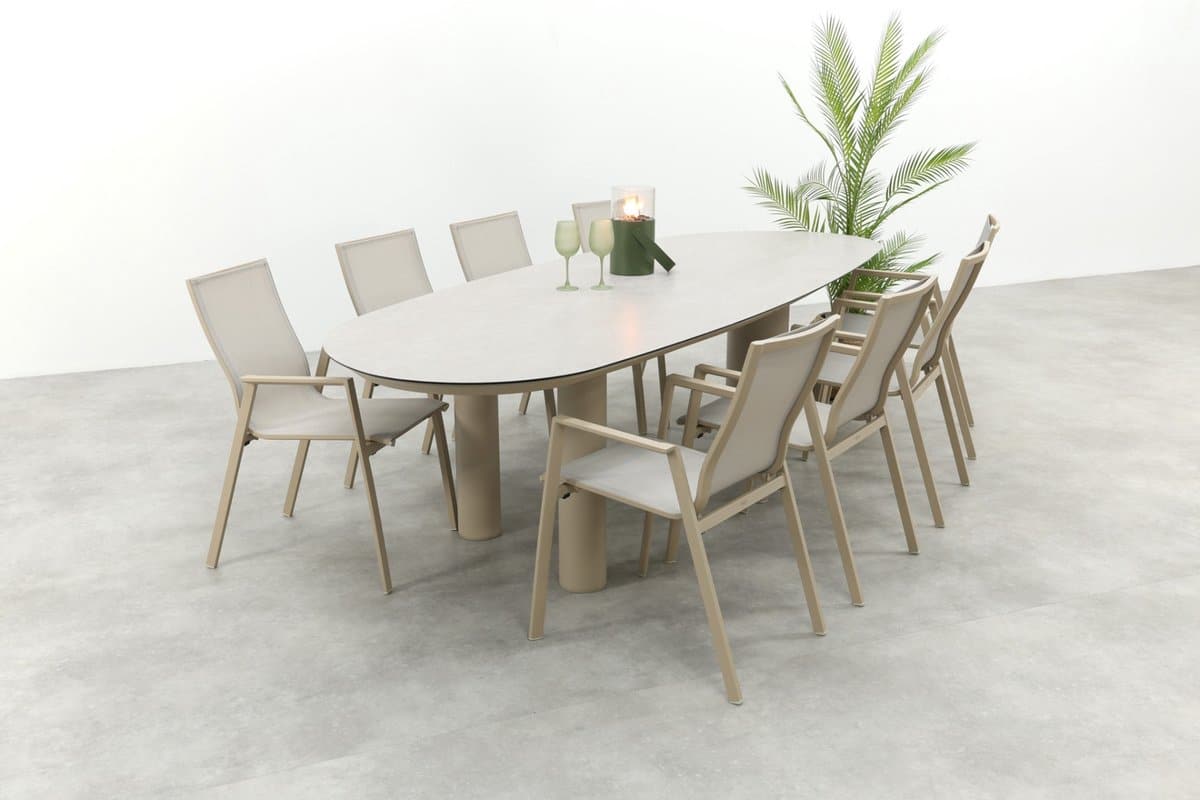atmos/taste denia 8 persoons organische tuinset 290×110 cm. latte