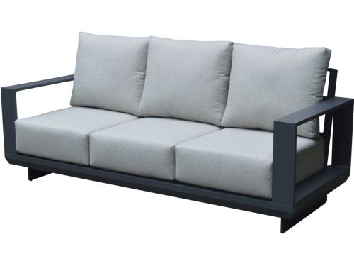 Avellino 3-zitsbank aluminium antraciet soft grey kussens