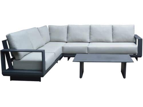 Avellino hoek loungeset 5 delig antraciet aluminium soft grey