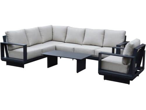 Avellino hoek loungeset 6 delig antraciet aluminium soft grey