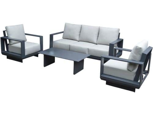 Avellino stoel bank loungeset 4 delig antraciet aluminium soft grey