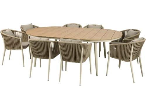 AXI Chay Tuinset met 8 stoelen Houtlook/beige - Gepoedercoat aluminium