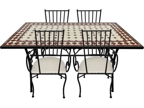 AXI Leonie 5-delige Mozaïek Bistroset Rood/Wit - Metalen frame met