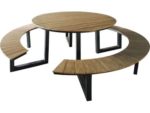 AXI Taco Picknicktafel met 2 banken Rond Antraciet met Teak