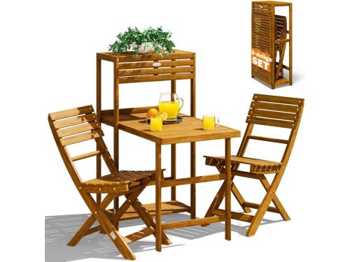 Balkonset Acaciahout - Terrasmeubels - Kleine Ruimtes - Inklapbaar Opbergrek