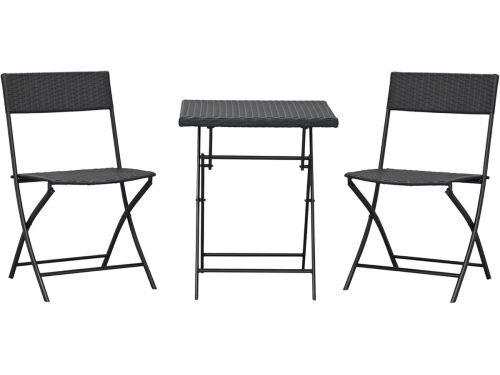 Balkonset met 2 Klapstoelen en Vierkante Tuinmeubeltafel in Bruin Rotanlook