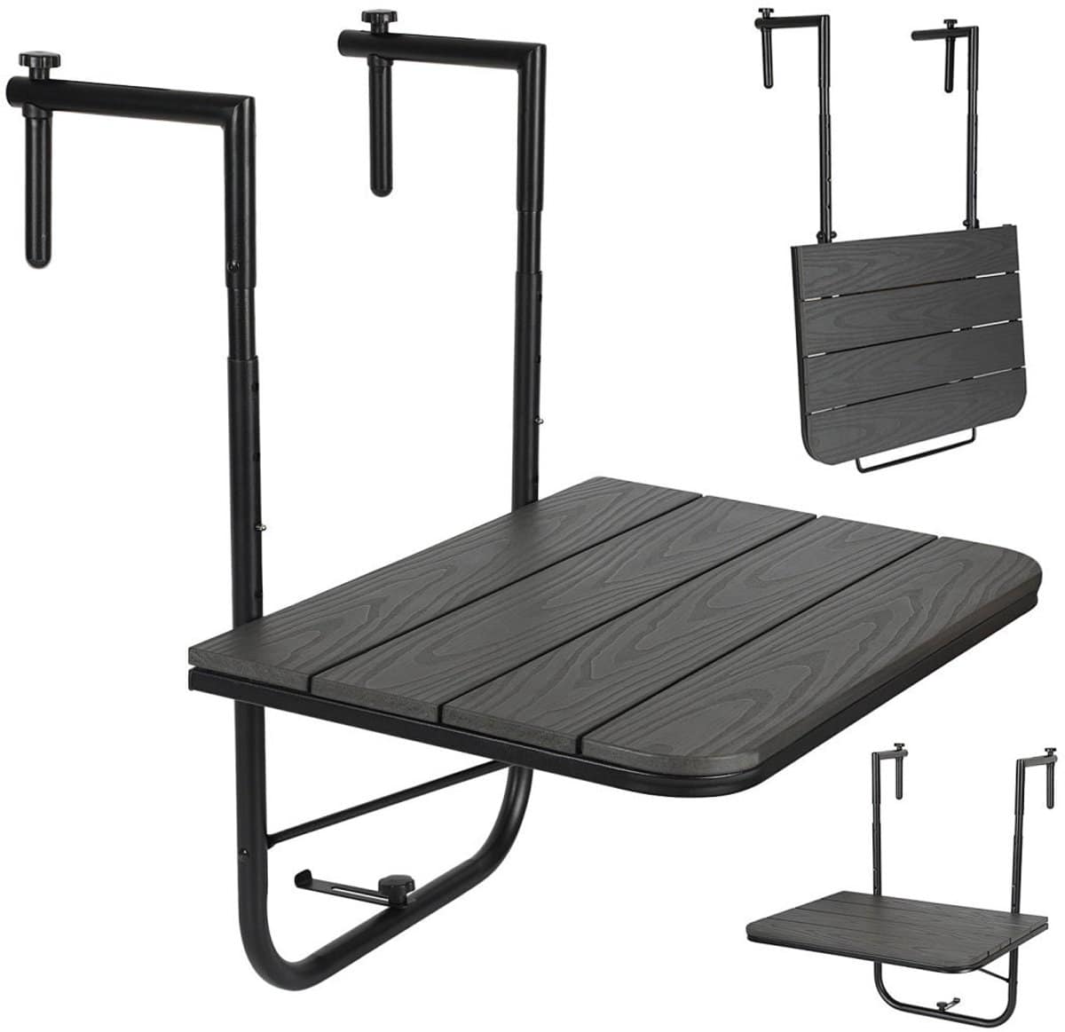 balkontafel inklapbaar donkergrijs 40 x 60 x 77 cm