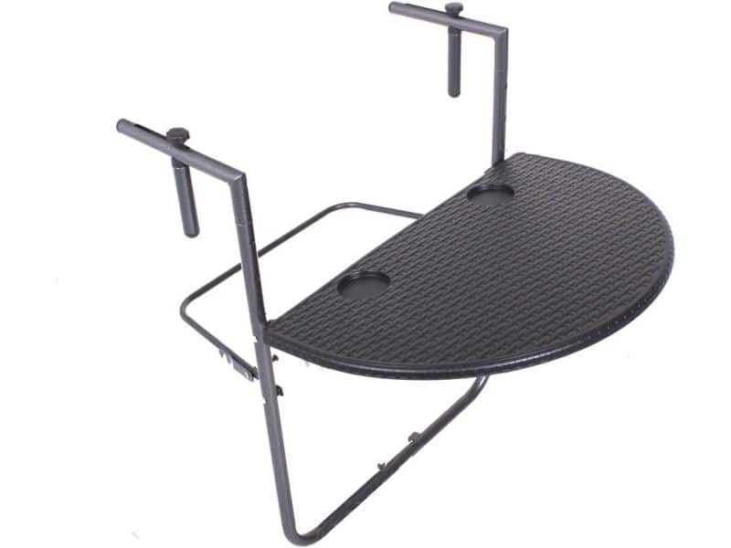 Balkontafel Klaptafel Rotan Look zwart - Ruimtebesparend en Weerbestendig
