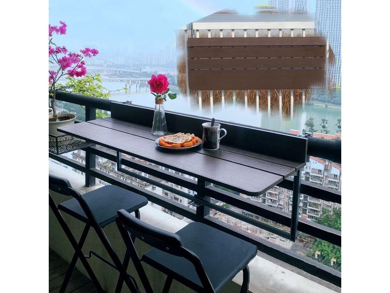 Balkontafel om op te hangen, klaptafel, metaal, in hoogte verstelbaar