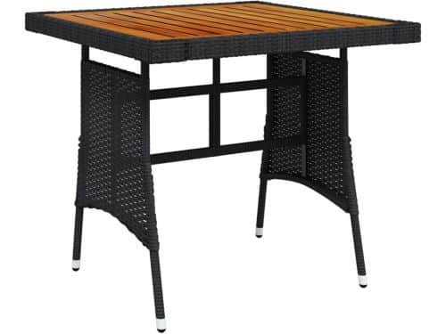 Balkontafel Tuinmeubilair Klaptafel 70x70 cm Zwart Poly Rotan en Hout