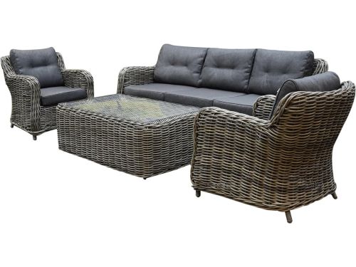 Barakaldo stoel bank loungeset 4 delig bruin grijs wicker