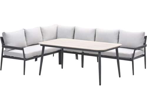 Barcelona lounge-diningset -5-delig - carbon black -dark grey - valley
