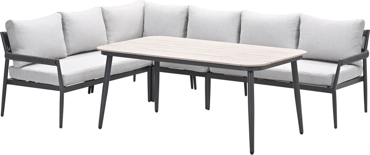 barcelona lounge diningset 5 delig carbon black dark grey valley
