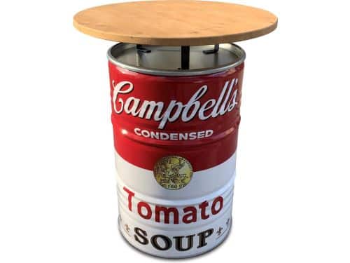 Barrelkings statafel- bartafel- hangtafel met houten blad- Andy Warhol Campbell's