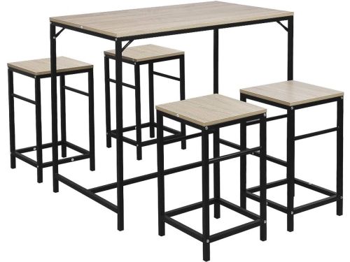 Barset, 4 krukken met voetensteun, 1 eettafelset, zeer geschikt voor