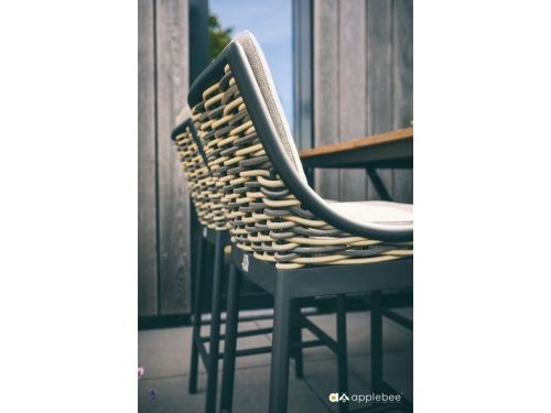 Barstoel Milou 62 Natuur Grijs Zwart Aluminium RVS Stoel Tuin