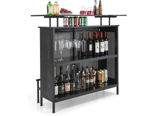 Bartafel met 2 vakken en verstelbare voetensteun - Eettafel 120