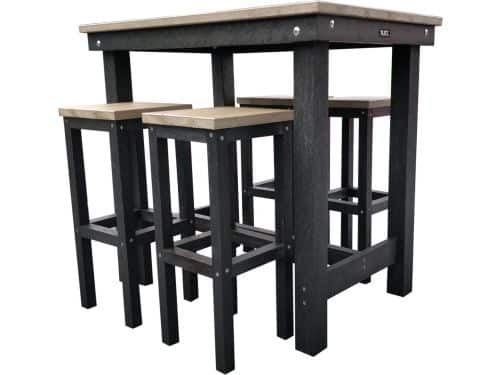 Bartafel voor 4 personen - Beige/zwart Massief recycle kunststof
