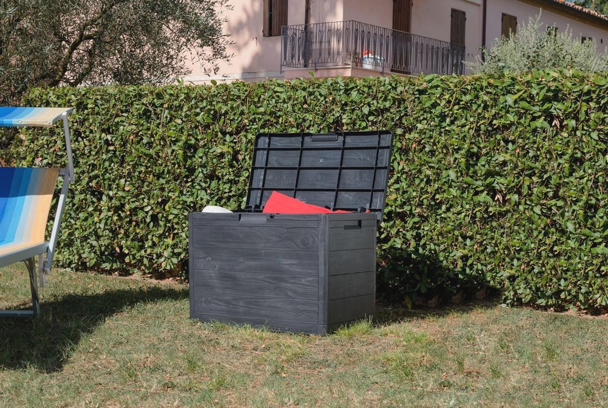 baule multibox 160l gereedschapshouder voor buiten houtlook, compact en