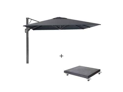 Beaufort zweefparasol - premium doek | 320x320cm met Modena parasolvoet 120kg | Faded Black