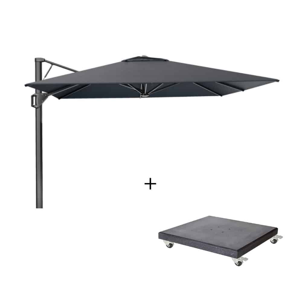 beaufort zweefparasol premium doek | 320x320cm met modena parasolvoet 120kg | faded black