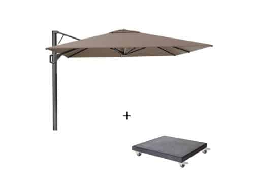 Beaufort zweefparasol - premium doek | 320x320cm met Modena parasolvoet 120kg | Havana
