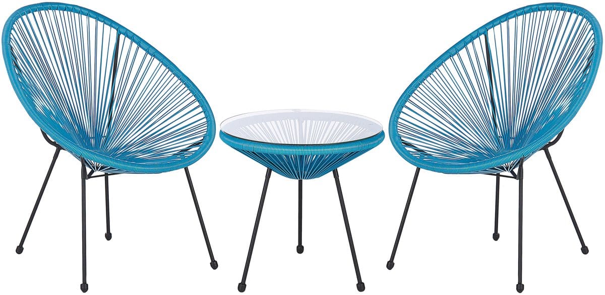 beliani acapulco bistroset voor 2 blauw pe