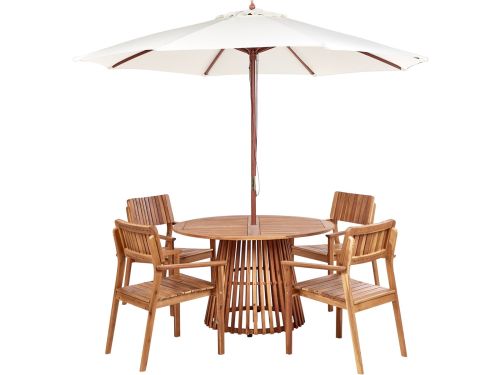 BELIANI AGELLO - Tuinset voor 4 met parasol - Lichthout