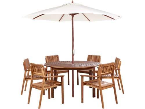 BELIANI AGELLO/TOLVE - Tuinset voor 6 met parasol - Lichthout