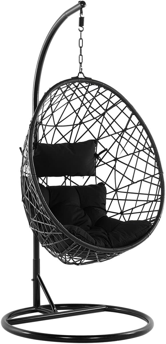 beliani alatri hangstoel met standaard zwart pe