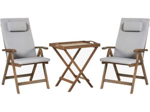 BELIANI AMANTEA PREMIUM - Bistroset - Lichtgrijs - Acaciahout