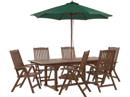 BELIANI AMANTEA - Tuinset voor 6 - Donkere houtkleur/Groen