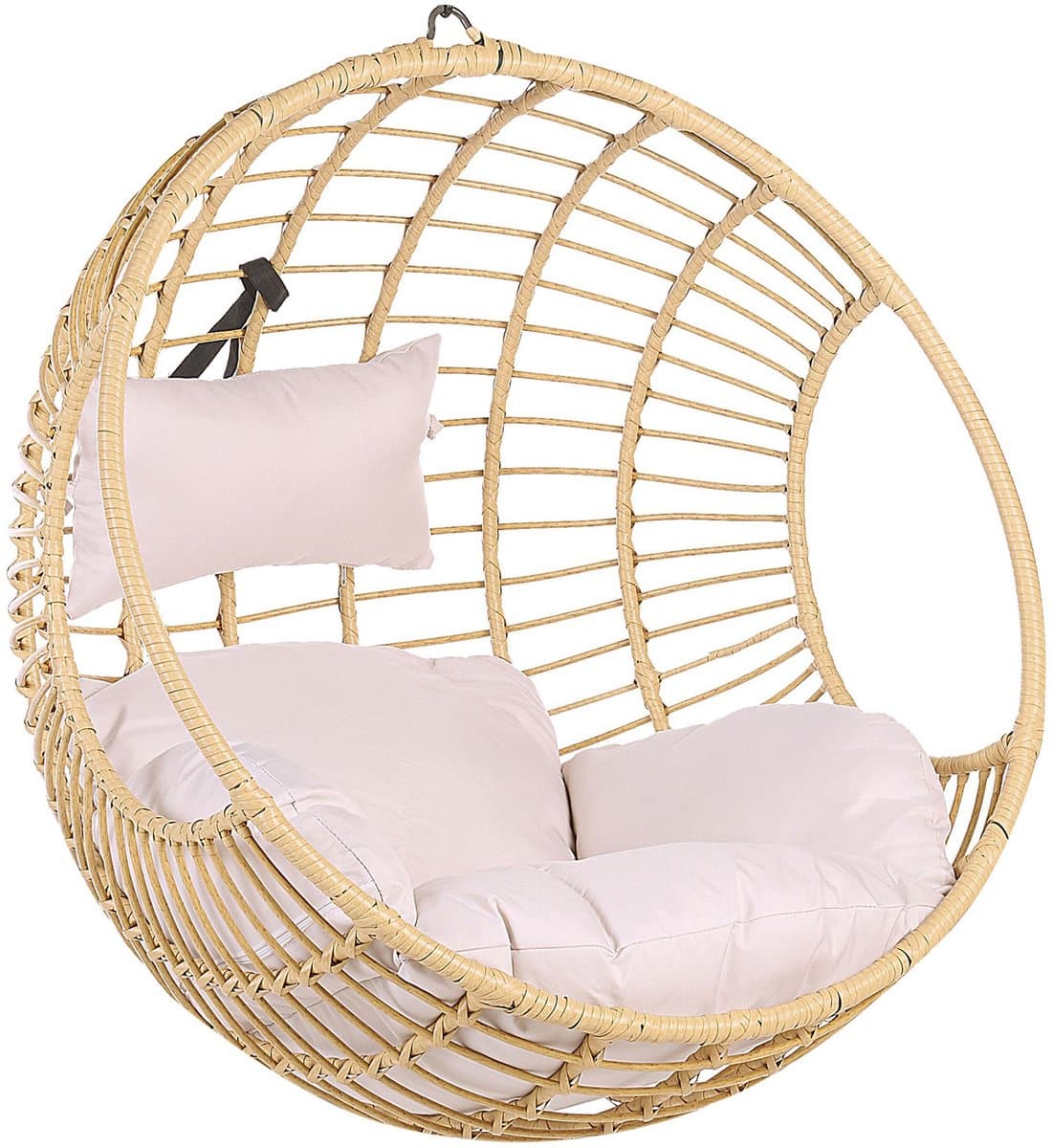 beliani aspio hangstoel natuurlijk pe rotan