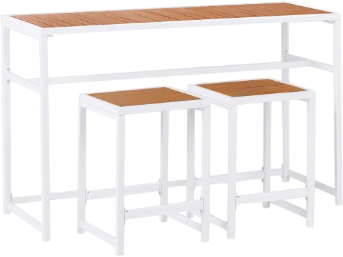 BELIANI AVETRANA - Tuinset 2-zits - Wit/Lichthout - Staal