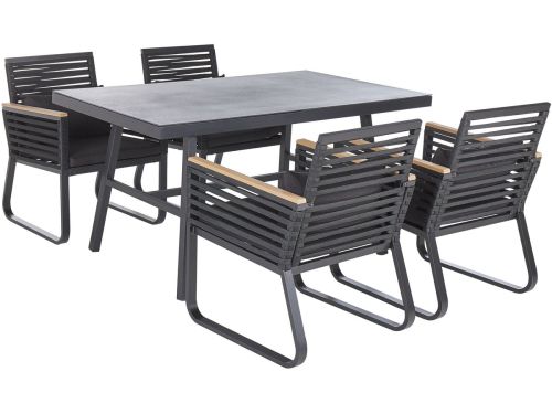 BELIANI CANETTO - Tuinset voor 4 - Zwart - Aluminium