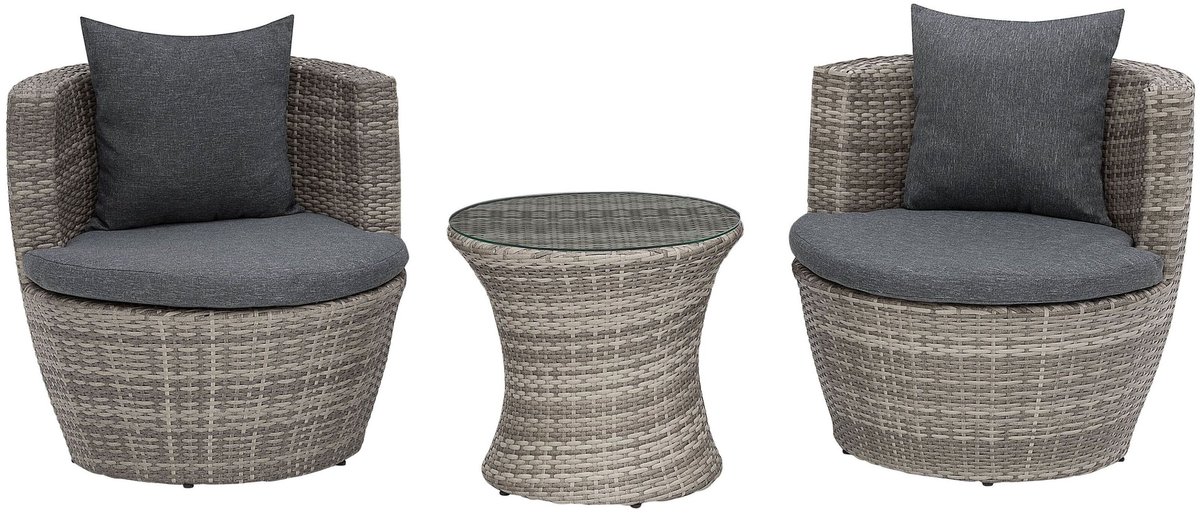 beliani capri bistroset voor 2 donkergrijs pe
