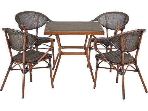 BELIANI CASPRI II - Tuinset voor 4 - Grijs/Donkerbruin