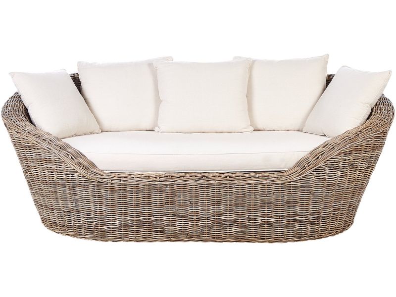 BELIANI CAVO - Ligbed - Lichtbeige - Rotan