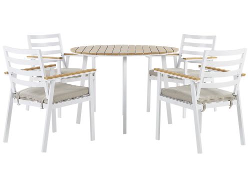 BELIANI CAVOLI - Tuinset voor 4 - Wit/Beige - Aluminium