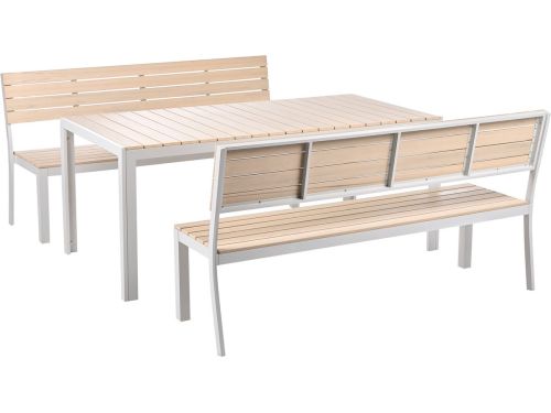 BELIANI COMO - Tuinset met banken - Beige/Wit - Kunsthout